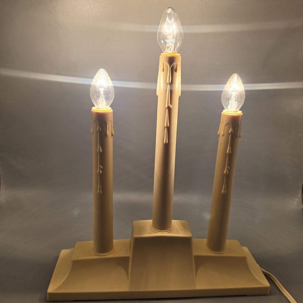 Vintage GEM 3 Light Candolier in Box Clear Lights USA Bulbs